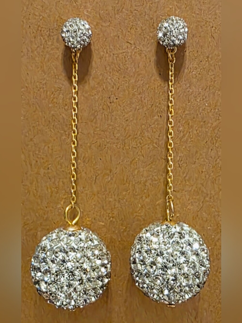 Goldtone Crystal Ball Dangle Earrings